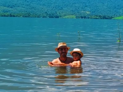 Swimming in the lake