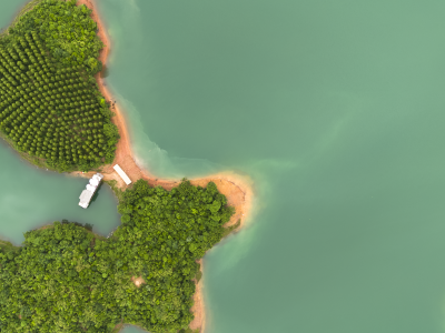 Aerial view of the island where we have lunch